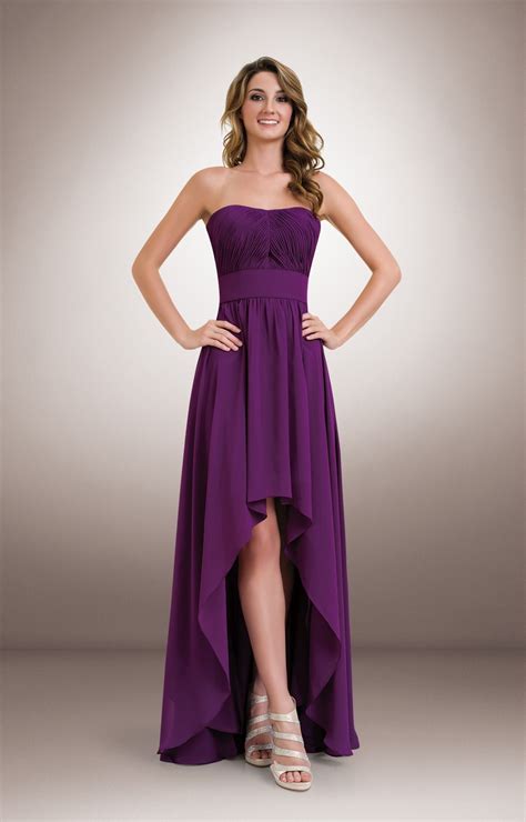 1684 Chiffon Strapless High Low Bridesmaids Dress Pair With Boots