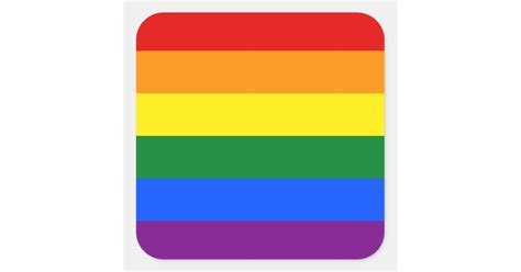 lgbt rainbow gay pride flag square sticker zazzle