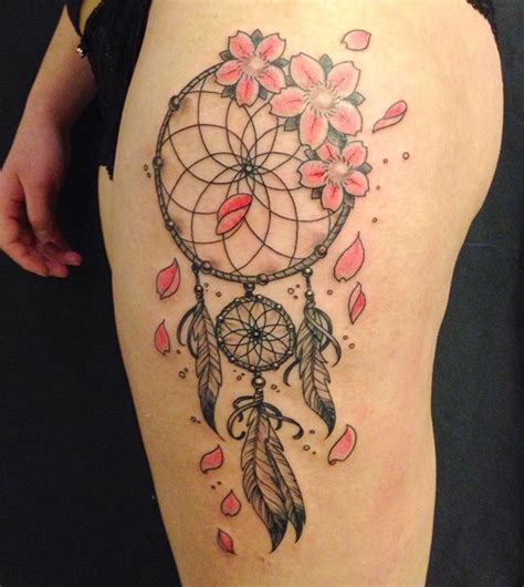 Dreamcatcher Thigh Tattoo Designs Ideas And Meaning Tattoos For You