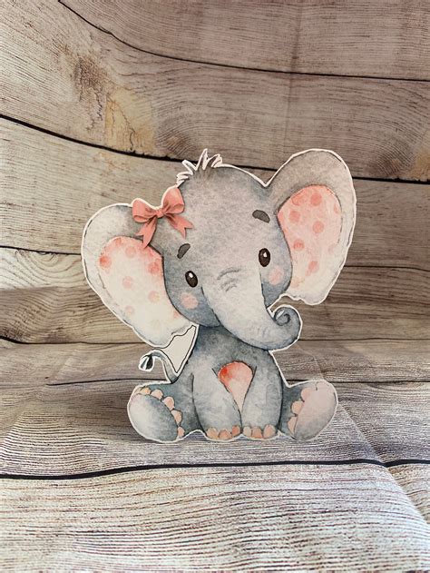 Pink Elephant Centerpiece Baby Shower Elephant Cutout Decor Etsy