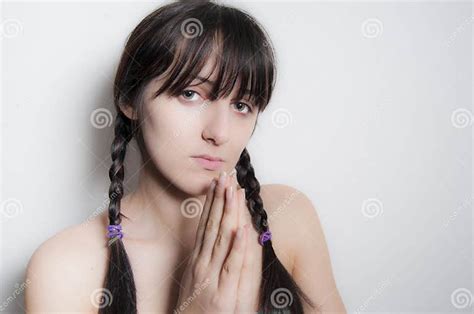 Pigtail Brunette Girl Stock Image Image Of Caucasian 13483357