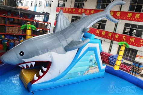 Large Inflatable Shark Slide Pool Channal Inflatables