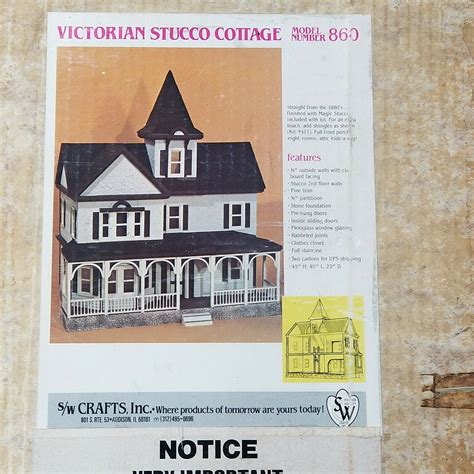 Vintage Dollhouse Kit Sw Crafts Victorian Stucco Cottage Unopened 860