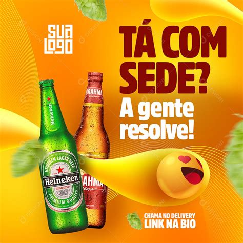 Post Feed Distribuidora Tá Com Sede a Gente Resolve Bebidas Social Media PSD Editável download