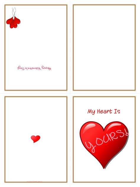 Card Template Foldable Printable Valentines Day Cards To Color