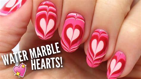 cute valentine s day water marble nail art you must try