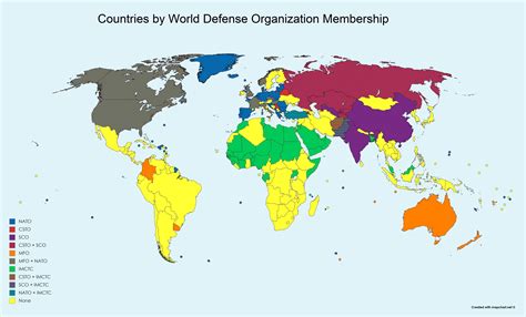 Countries By World Defense Organization Membership R Mapporn