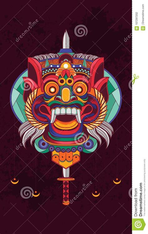 Indonesian Barong Culture Poster Stock Vector Illustration Of