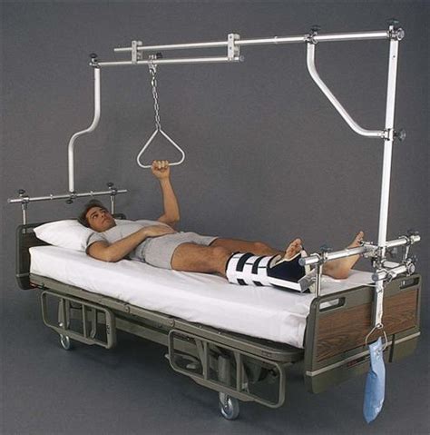Skin traction is applied by strapping the patient's affected lower limb and attaching weights. Care of Patients with Musculoskeletal Trauma | Nurse Key