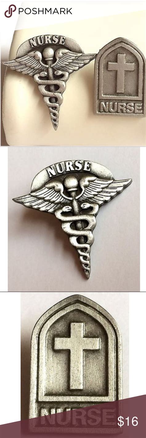 Nurse Caduceus Nursing Brooch Set Of 2 Pins Rn Lpn Great Graduation