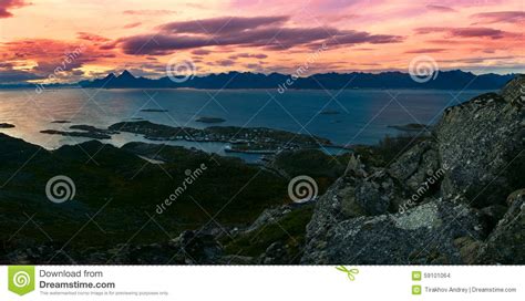 Beautiful Panoramic Landscape Lofoten Islands Stock Photography