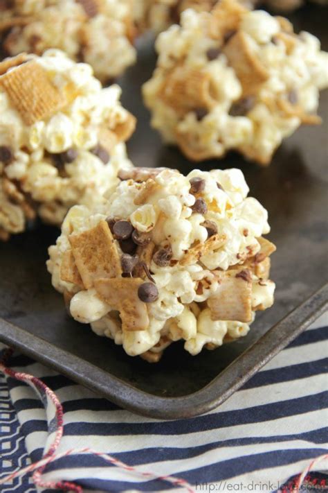 Smores Popcorn Balls Eat Drink Love Popcorn Balls Smores Desserts