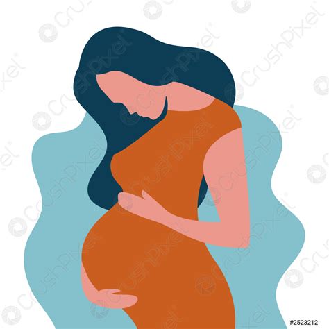 Pregnant Woman Concept In Cute Cartoon Style Stock Vector 2523212