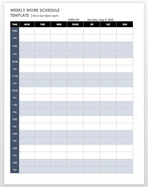 Free Work Schedule Templates For Word And Excel Smartsheet