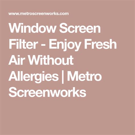 Window Screen Filter Enjoy Fresh Air Without Allergies Metro