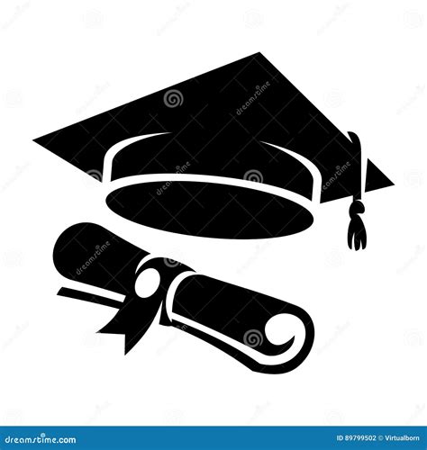 Black Graduation Cap Diploma Icon Vector Illustration Cartoondealer