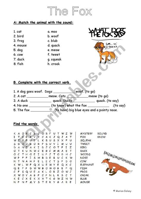 The Fox What Did The Fox Say Song By Ylvis 2 Pages Esl Worksheet