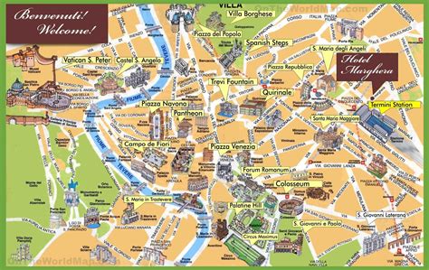 Rome Sightseeing Map Italy Nel 2019 Rome Itinerary Rome Map E Rome