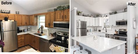 Or, you could always add a glass panel to cabinet doors to open up your cabinets, as this blogger did. Before and After: Cabinet Refacing