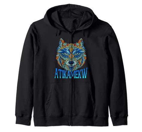 Atikamekw Wolf Symbol Spirit Native American Atikamekw Wolve Zip Hoodie