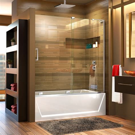 dreamline mirage x 56 in to 60 in w frameless chrome bypass sliding bathtub door at