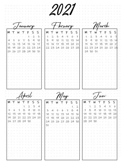 Bullet Journal Yearly Calendar Printable Printable Word Searches