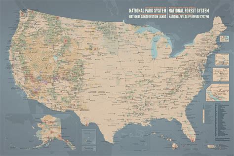 Nps X Usfs X Blm X Fws Interagency Map 24x36 Poster National Park