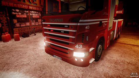 Scania Fire Ladder V11 Emerglights Red Els Para Gta 4