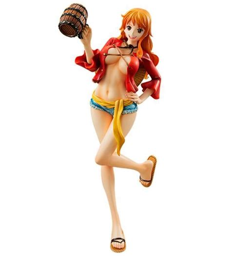 new fashion anime one piece nami action figure with barrels large model toys pvc dolls 22cm with