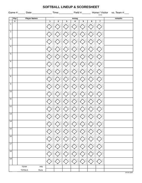 Printable Softball Score Sheet 15 Players Printable Word Searches