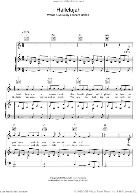 Hallelujah by leonard cohen very easy piano digital sheet music. Wainwright - Hallelujah sheet music for voice, piano or guitar