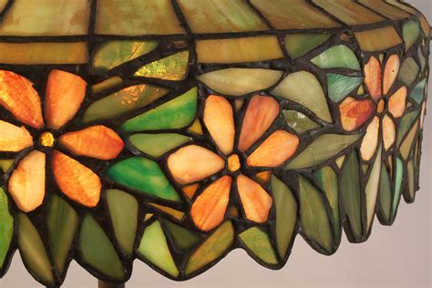 Lot 172 Art Nouveau Leaded Glass Lamp Multicolored Flowers Case Auctions
