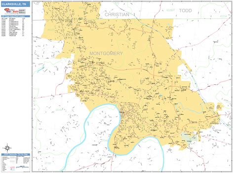 Clarksville Tennessee Wall Map Basic Style By Marketmaps Mapsales