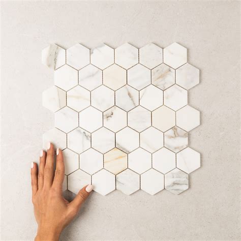 Hexagon Calacatta Gold Marble Mosaic Design Tiles Sydney