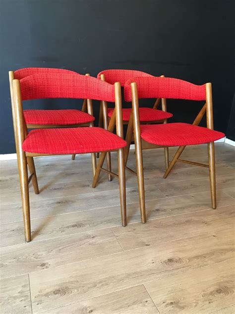 Set Of 4 Stunning Danish Kai Kristansen Style Dining Chairs Teak Frame