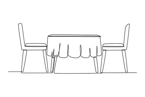 Single One Line Drawing Modern Dining Table In The Kitchen Kitchen
