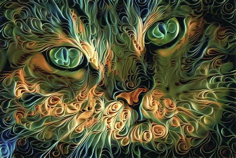 Psychedelic Tabby Cat Art Digital Art By Peggy Collins Pixels