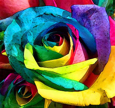 Multi Colored Painted Rose Mixed Media By Wallart Bydoll Fine Art America