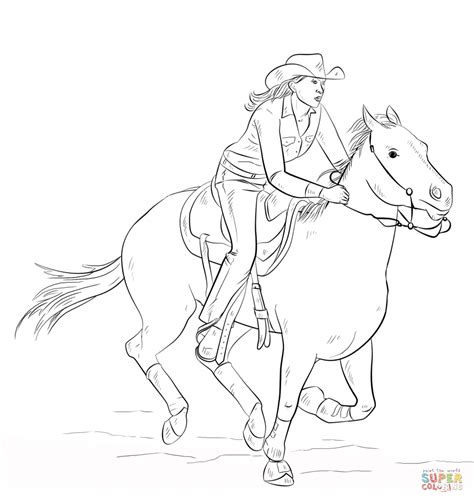 Horse, the powerful mammal is the subject of this free and unique collection of coloring pages. cowgirl-coloring-page.png (895×950) | Horse coloring pages ...