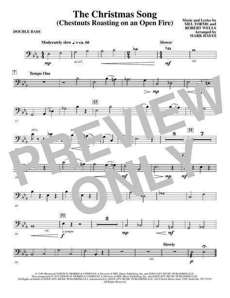 Free sheet music is also available for violin, viola, cello and bass. The Christmas Song (Chestnuts Roasting On An Open Fire) - Double Bass | Sheet Music Direct
