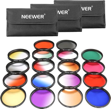 Neewer 58mm 18 Pieces Lens Filter Kit Includes 9 Pieces Full Color