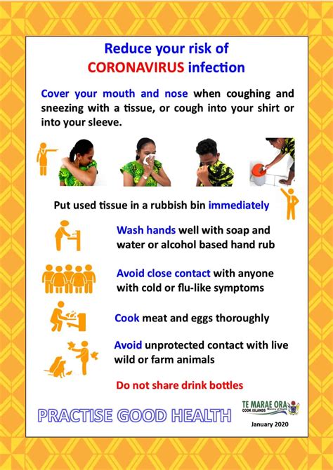 Reduce Your Risk of Coronavirus Infection Poster - Te Marae Ora Cook 