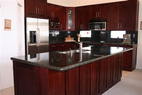Cherry Wood Kitchen Cabinets With Black Granite Home Design Ideas