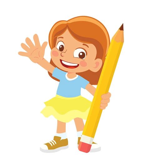 Premium Vector Girl Holding Pencil Clipart