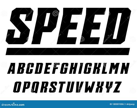 Speed And Sport Letters Set Tall Bold Italic Style Alphabet Font For