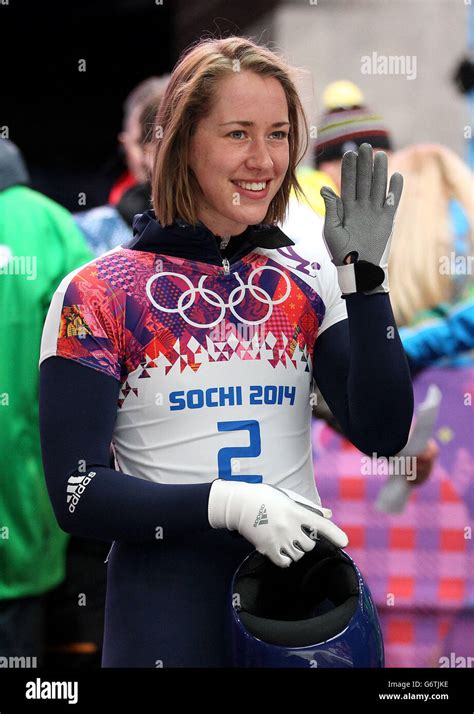 Great Britain S Lizzy Yarnold Waves After Her Third Run In The Womens Skeleton At The Sanki