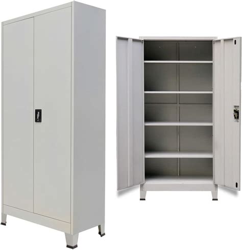 Fzyhfa Wardrobe 90 X 40 X 180 Cm Grey Steel Storage Cabinet With 2
