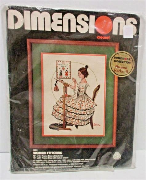 1981 Dimensions Crewel Embroidery Kit Norman Rockwell Woman Stitching