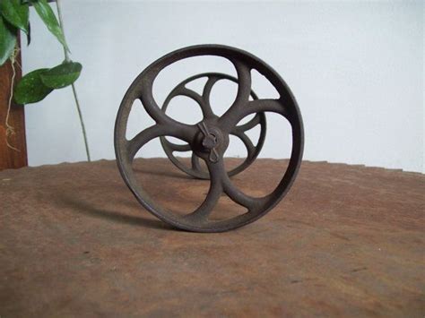 Antique Cast Iron Wheels On Axle Decorative Small Must See Etsy