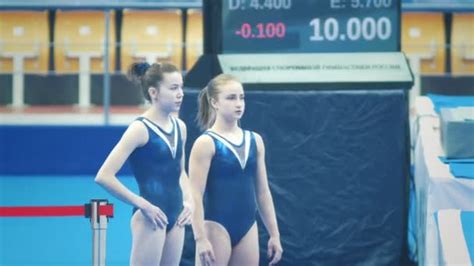 Kazan Russia April 19 2018 All Russian Gymnastics Championship Two Young Female Gymnasts